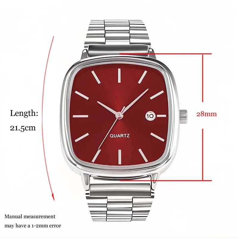 Fashion Brand Men Watch Steel Strap Business Calendar Quartz Watches Luxury Wristwatches Gift Dropshipping Big Dial Clock