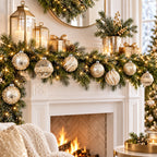 12Pcs 8cm Champagne Gold Clear Christmas Ball Ornaments 4 Styles Glitter Pearl Snowflake Shatterproof Xmas Tree Hanging Decor