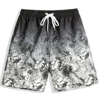 Retro Nautical Style Coconut Tree, Anchor, Sailboat 3D Print Men's Beach Shorts, Vacation Surfing Casual Swim Trunks