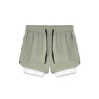 Men's Summer Gym Fitness Double Layered 2-in-1 Quick Drying Running Exercise Jogging Shorts Bodybuilding Sports Pants