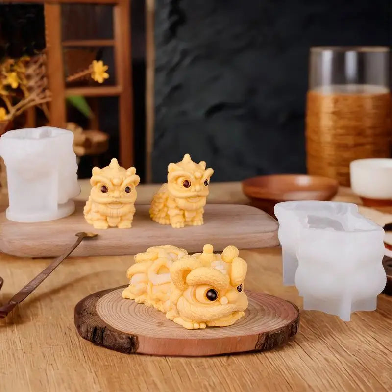 Milk Jelly Silicone Cake Mold 3D Pudding Lion Dance Pig Silicone Mould Home Baking Dessert Decoration Accessories