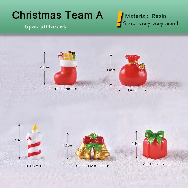 New Christmas Deer Santa Claus Sled Tree Snowman Figurine Doll House Home Decor Miniature Garden Decoration Accessories Modern