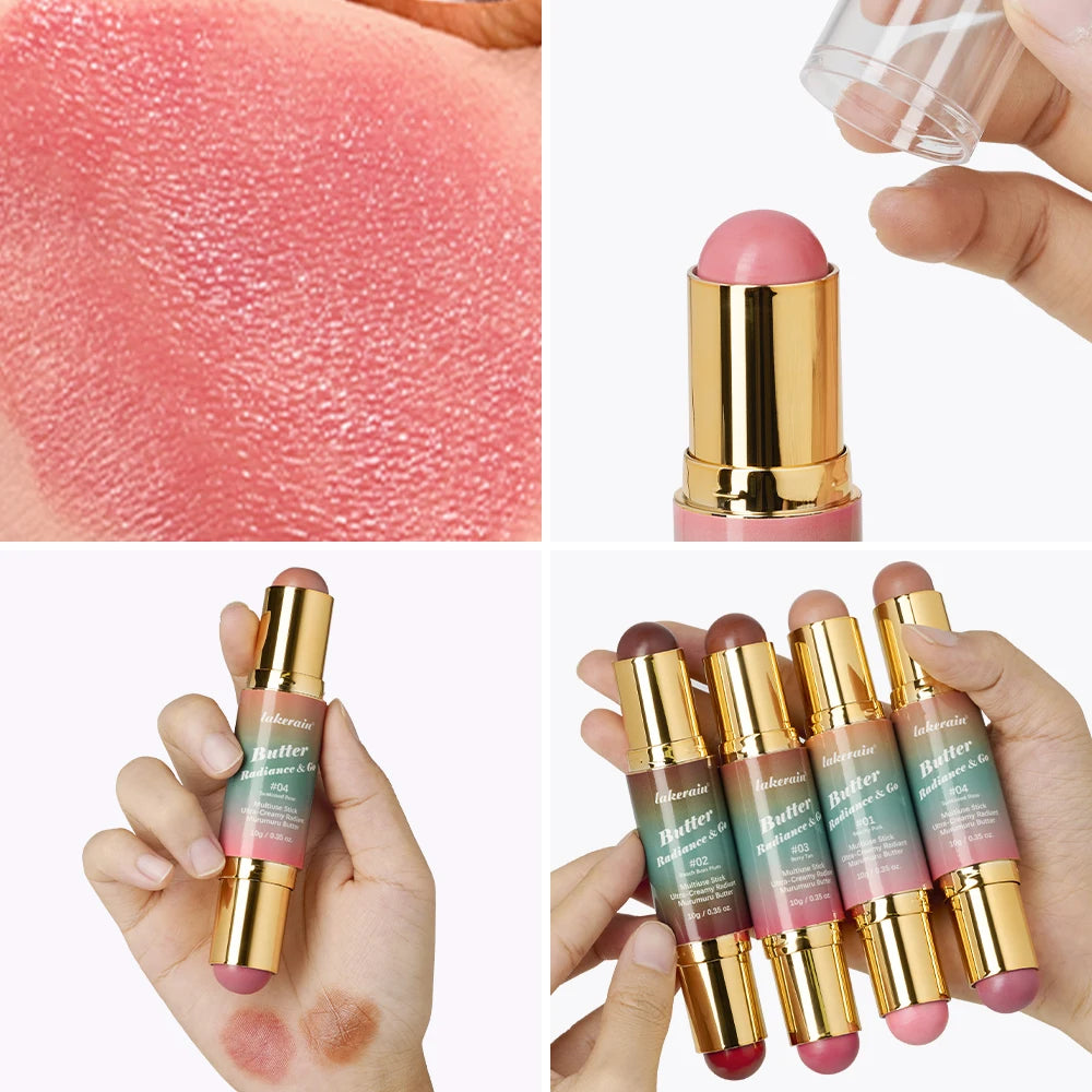 2 IN 1 Multiuse Stick Double Headed Bronzer Blush For Cheeks Eyes Lips Long Lasting Matte Glow Makeup Contouring Stick Makeup