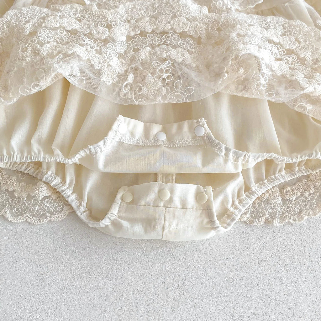 2026 Spring Summer Baby Girls Bodysuit Toddler Girl Princess Dress Infant Lace Embroiery Onesies Newborn Girls Clothing
