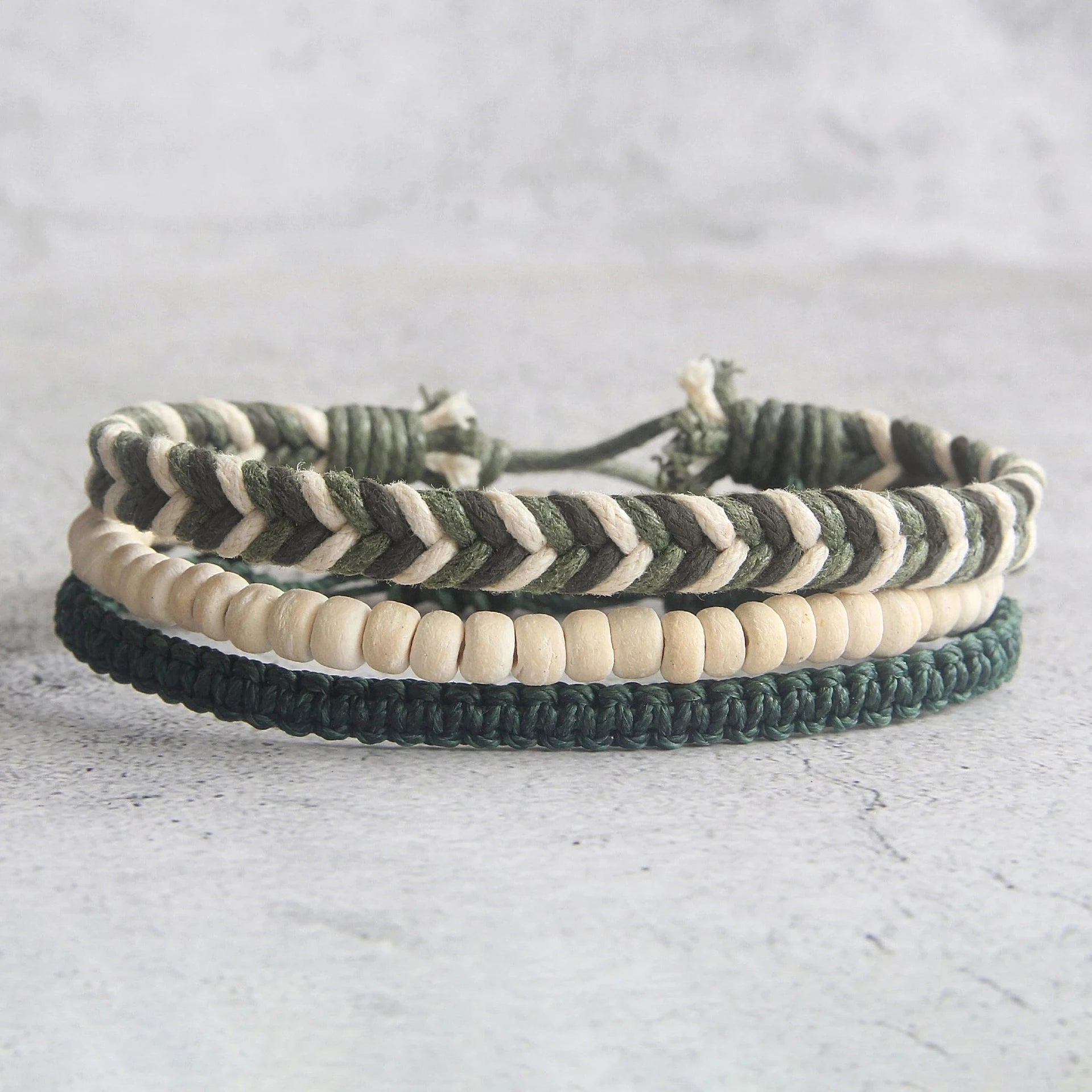 3pcs, Beach Bracelets, Surfer Bracelets, Boho Beaded Bracelet Gift for her, Mens bracelet set, Summer Gift, Gift for him