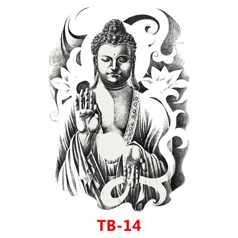 Waterproof Large Full Back Chest Tattoo Big Tattoo Stickers Fish Wolf Tiger Dragon Fairy Temporary Flash Tattoos Cool Men Women