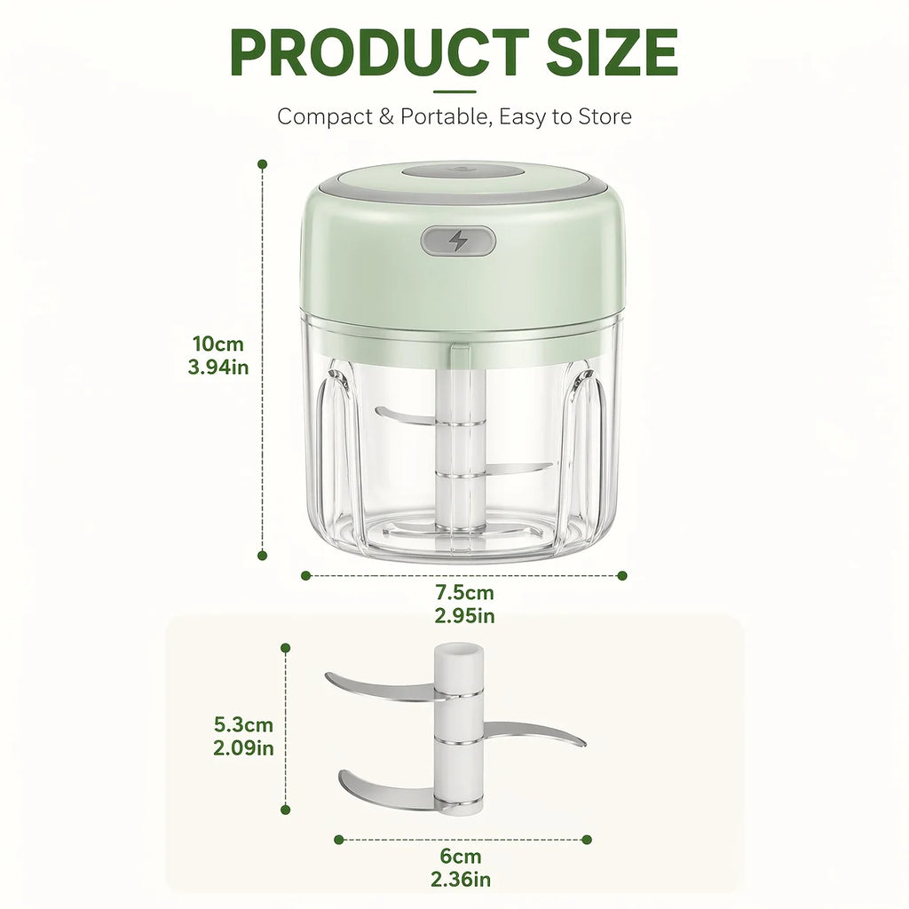 Electric Garlic Crusher, Portable Mini Food Chopper (with Meat Chopping Blade), Vegetable Chopper, Small Food Processor, Suitable for Garlic Paste, Mashed Food, Onions, Herbs, Vegetables, Ginger, Juice Mixer, and Kitchen Toma