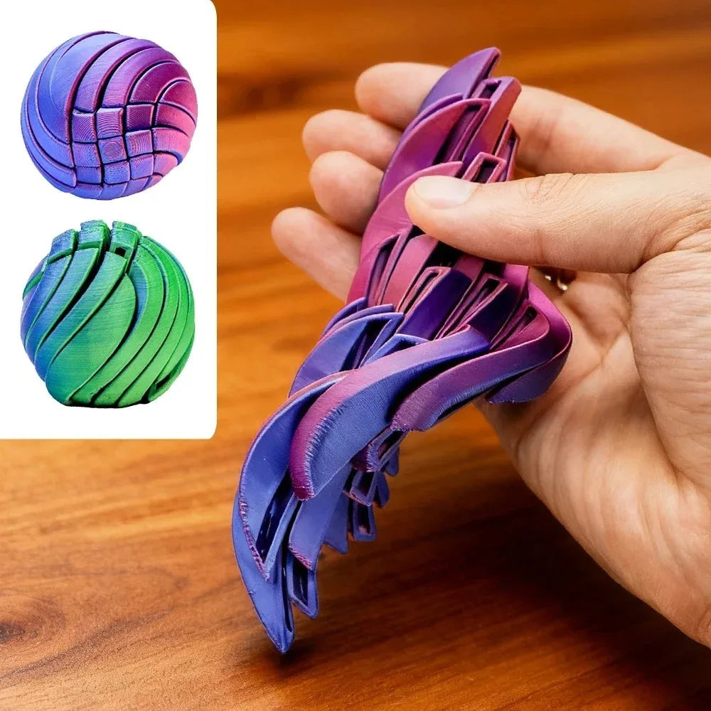 3D Printed Slime Ball Fidget Toy with Gear Design Liquid Flow Twistsphere Anxiety Relief Stress Relief Rotating Ball
