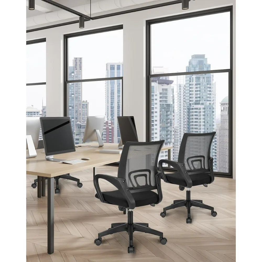 Black Mesh Gaming Office Chair Mid Back Lumbar Support Adjustable Height Swivel For Home Computer Desk Task