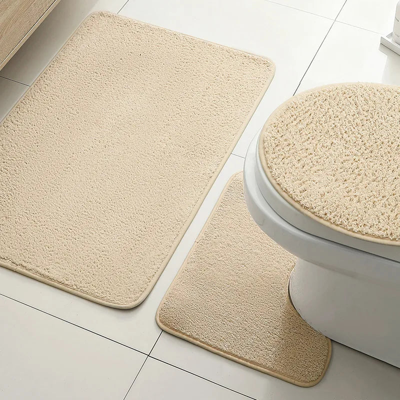 Bathroom carpet 3-piece set soft, absorbent, non-slip, microfiber toilet mat, U-shaped foot pad