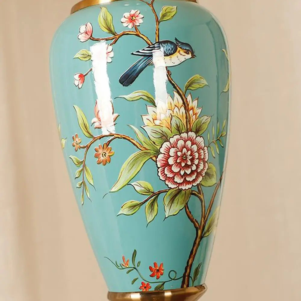 European Retro Ceramic Floor Lamp Home Decoration Standing Light for Living Room Bedroom Sofa Side Bedside Lamp