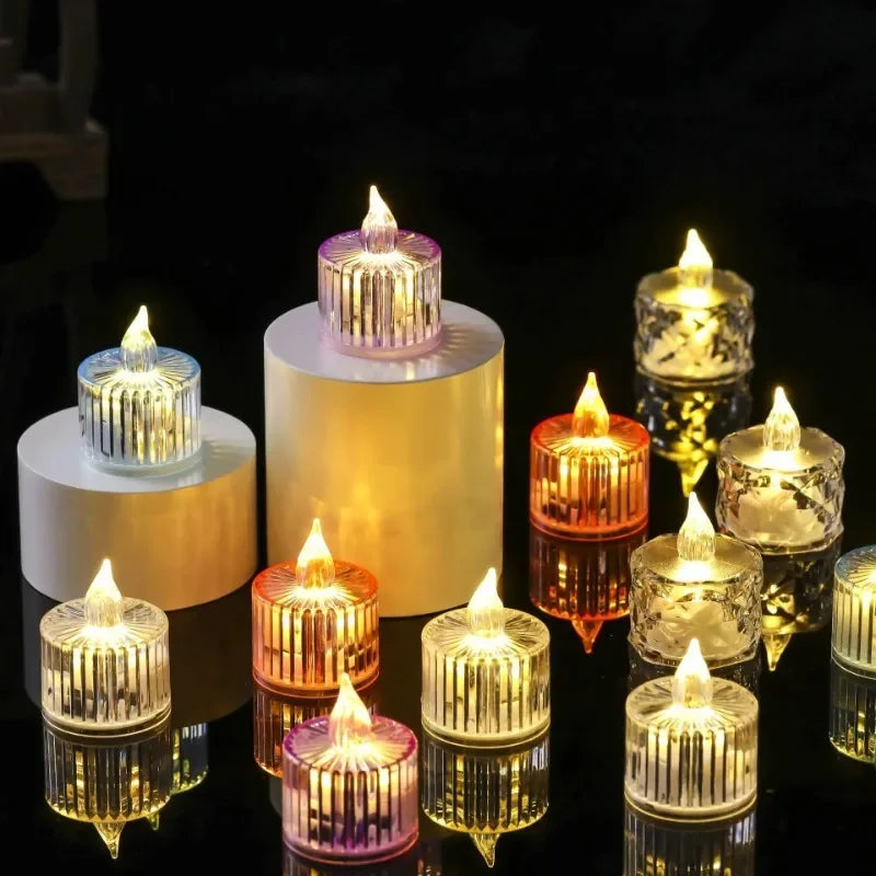 LED Crystal Candles Electronic Flameless Proposal 4/6/12PCS Lights Wedding Party Home Room Decor Romantic Date Holiday LED Light