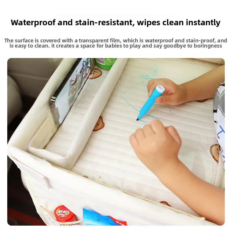 Car Kids Safety Seat Tray Multifunctional Waterproof Meal Storage Table Baby Stroller Tray Board for Toddler Travel