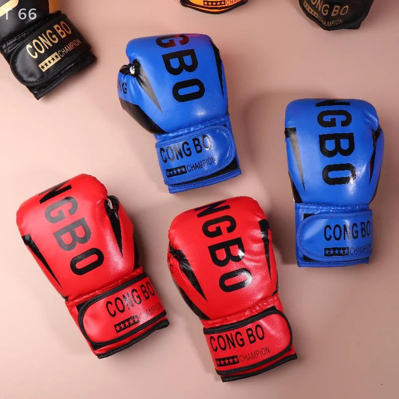 1Pair 6oz Boxing Gloves PU Muay Thai MMA Profession Kickboxing Kids Adults Sandbag Training Gloves Equipment