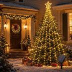 Solar Christmas Tree Lights Star Waterfall String Lights 200/290LED 8 Modes Outdoor Garden Yard Patio Holiday Christmas Decor