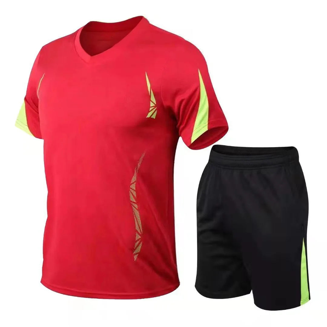 Running Sets Men Sportswear Short sleeve Clothes Fitness Basketball tennis Soccer Plus Size Gym Clothing 2 pieces Sports Suits