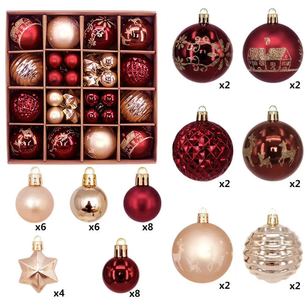 44Pcs 3/6CM Christmas Ball Merry Christmas Tree Topper Decoration for Home Decor Holiday New Year 2026 Navidad Gifts Supplies