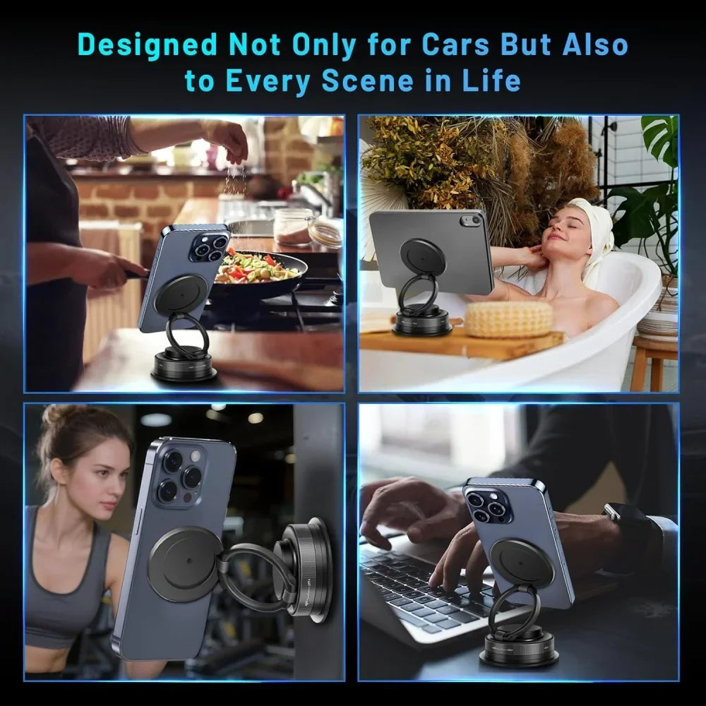 Newest 360 Degree Rotating Magnetic Mobile Phone Holder Vacuum Suction Cup Strong Magnetic Adsorption Car Phone Stand