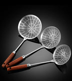 3 Sizes Round 304 Stainless Steel Strainer with Long Handle Kitchen Sieves Scoop Hot Pot Oil Filter Colander Cooking Tools