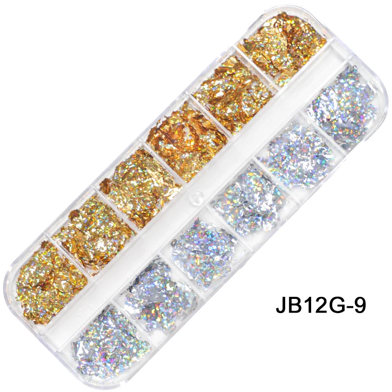 Holographic Sweet Love Heart Nail Art Glitter Sequins Shining Laser Fluorescence Star Butterfly 3D Nails Decorations Accessories