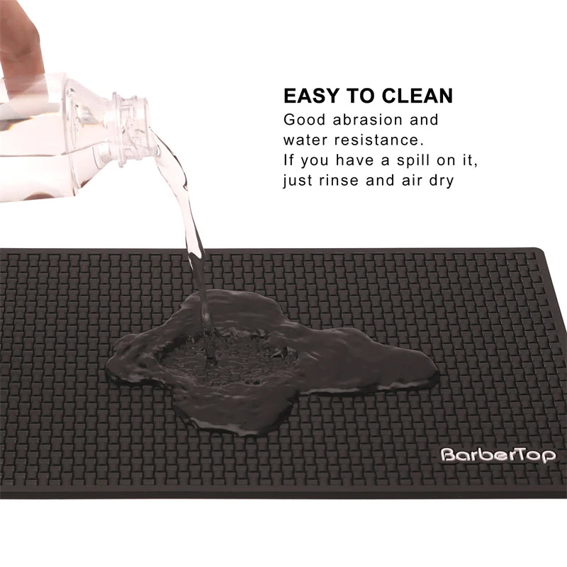 Black Anti Slip Barber Station Pad Scissores combs Tools Rubber Storage Mat Hairdressers Barbershop Professional Tools Supplies