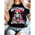 Women's Skeleton Halloween T-Shirt Slogan Nightmare Before Coffe Graphic Tees Tops All Seasons Short Sleeve T Shirt Y2k Clothing