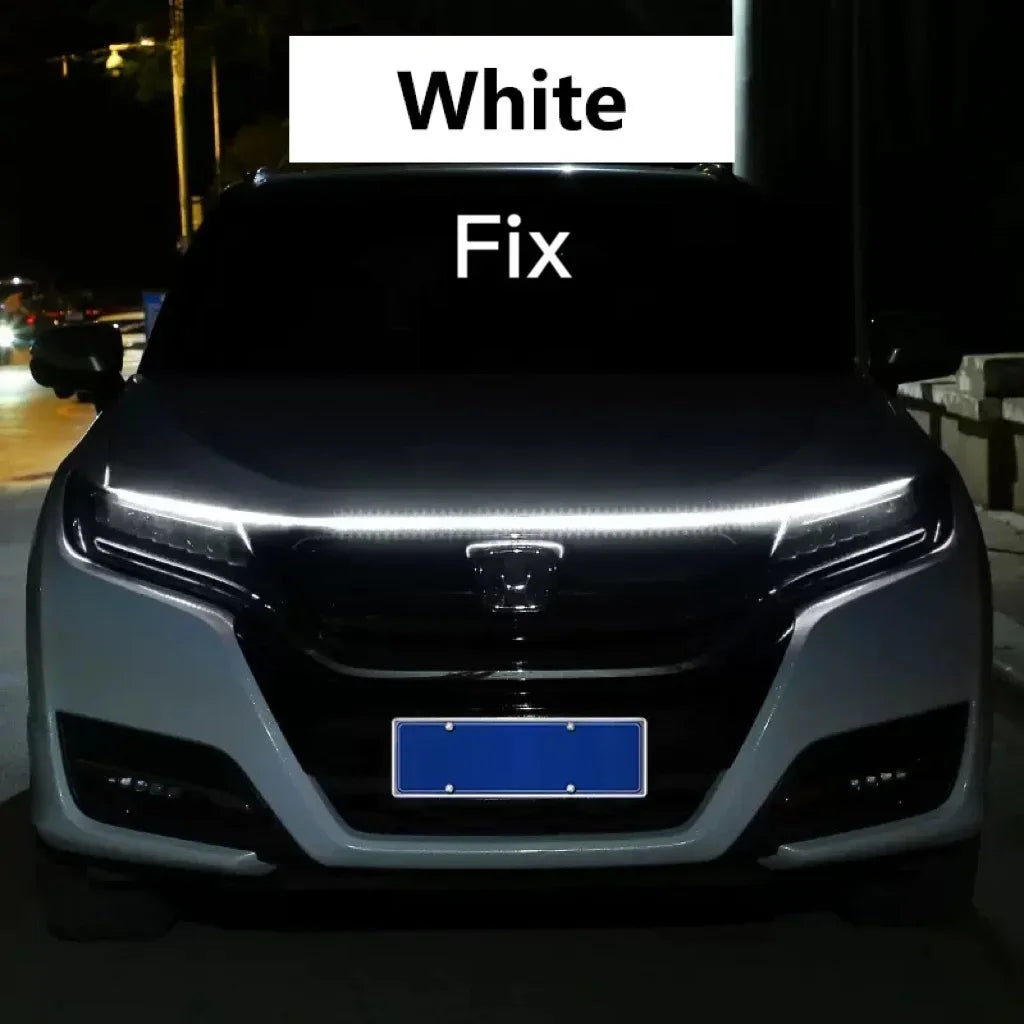 New LED Car Daytime Running Light DRL With Turn Signal Lamp Car Hood Decorative Light Strip With Start Scan Meteor Dynamic 12V