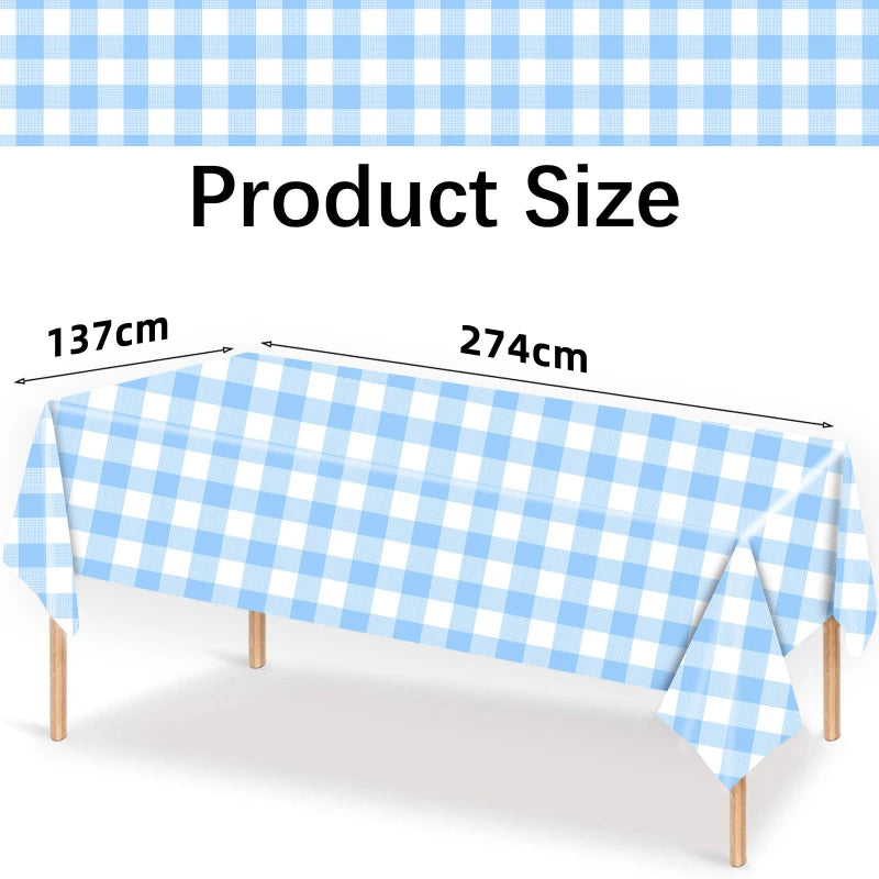 137x274cm thick plastic tablecloth waterproof disposable PP rectangular restaurant party wedding decoration checkered tablecloth