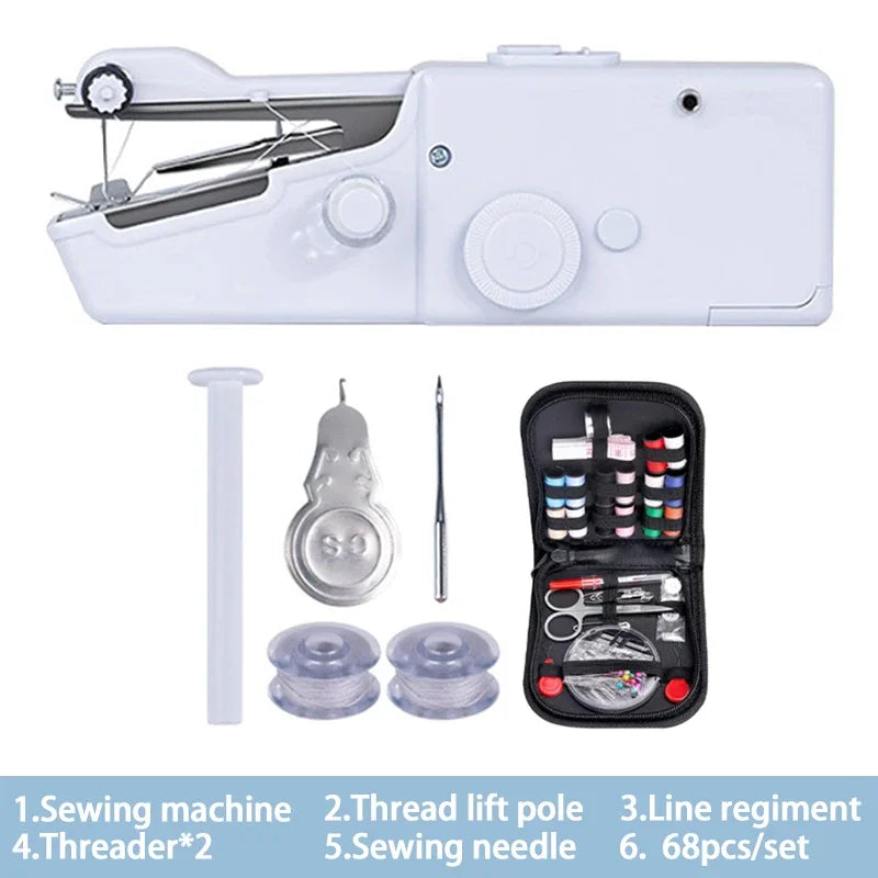 Portable Manual Sewing Machine Handheld Rope-free Electric Quick Build DIY Apparel Supplies Arts Crafts Home Garden Embroidery