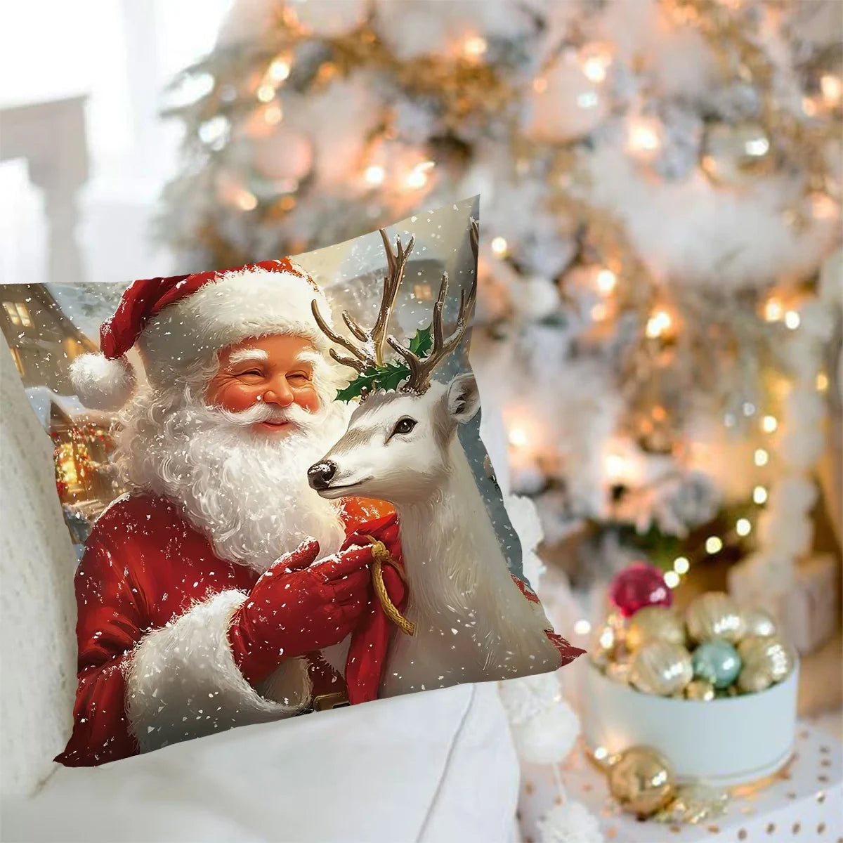 Christmas Throw Pillow Cover Santa Snowman Decorative Pillowcase for Sofa Bed Cushion Case for Christmas Home Decor Navidad 2025