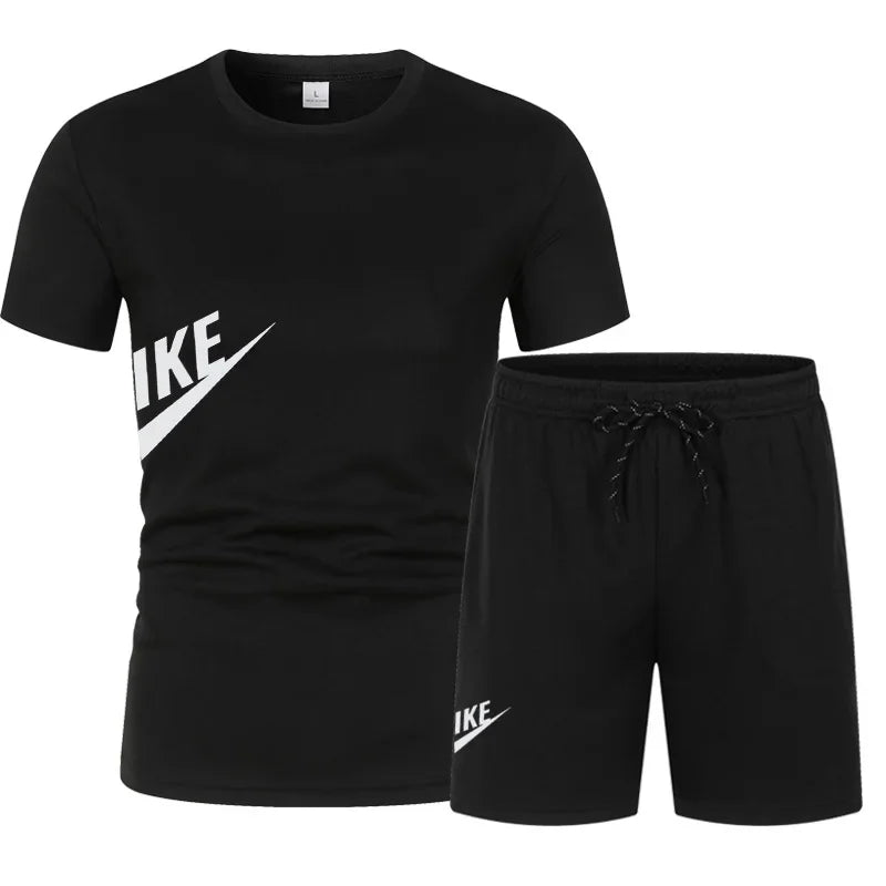 Men's summer T-shirt and shorts set, men's breathable sportswear set, casual and fashionable short-sleeved T-shirt set