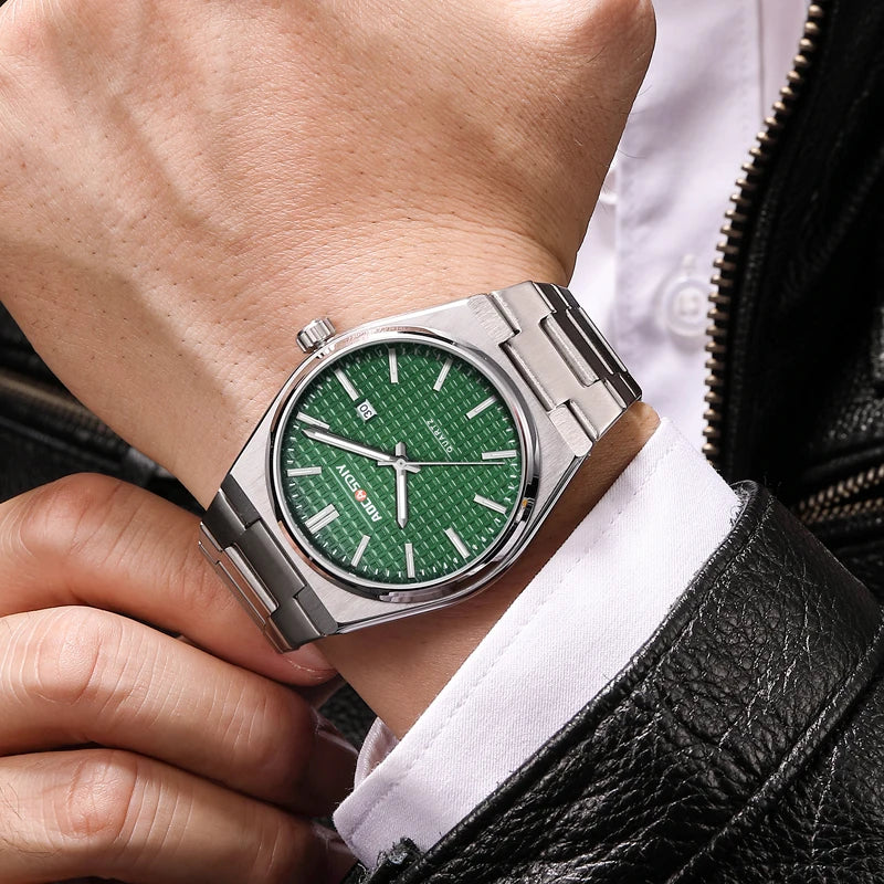 Watch men's fashion steel strip quartz watch waterproof night light calendar men's watch