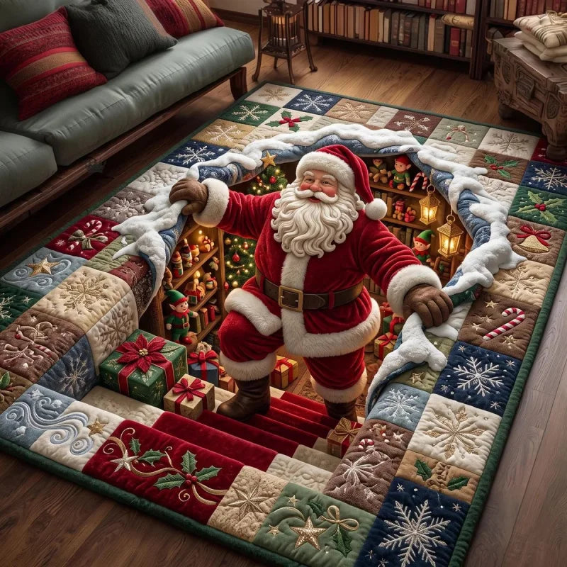 VIKAMA3D Santa Claus Rug Soft and Slip-resistant Living Room Sofa Mat Bedroom Game Room Rug Merry Christmas Home Decoration