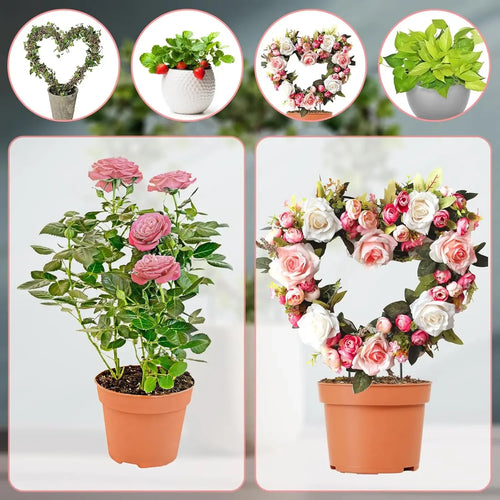 2pcs Metal Stackable Garden Trellis Plant Cage & Supports  for Decorative Vines Flowers Ivy Plant Support (Heart, 9.5in)