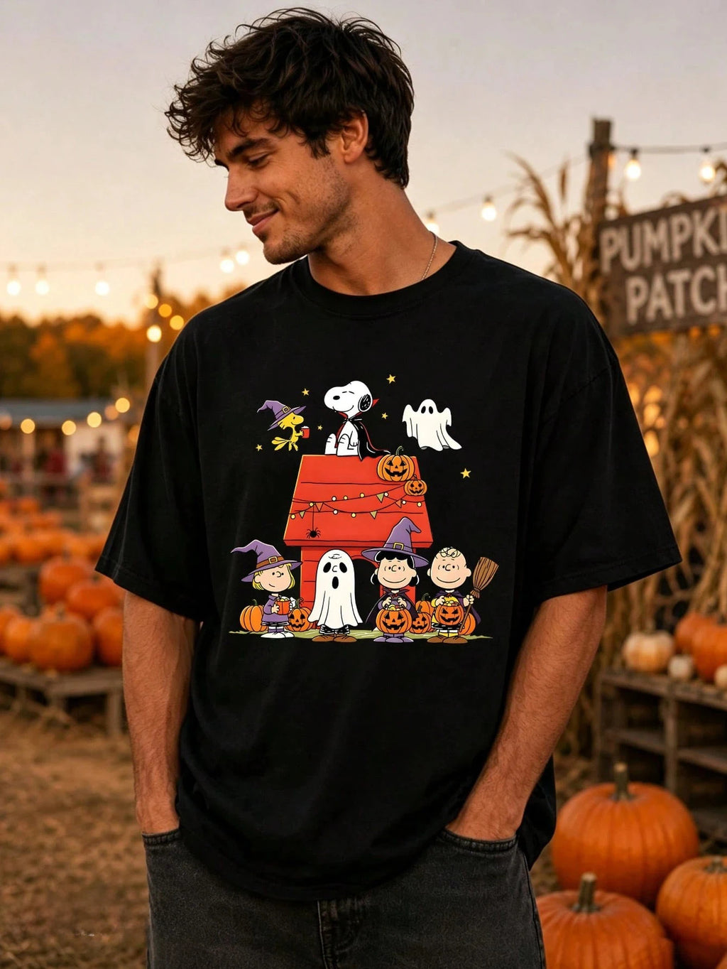 Halloween Snoopy Pumpkin Print Summer Short Sleeve T Shirt Unisex Adult Kids Casual Outfit For Boys Girls Summer Daily Wear