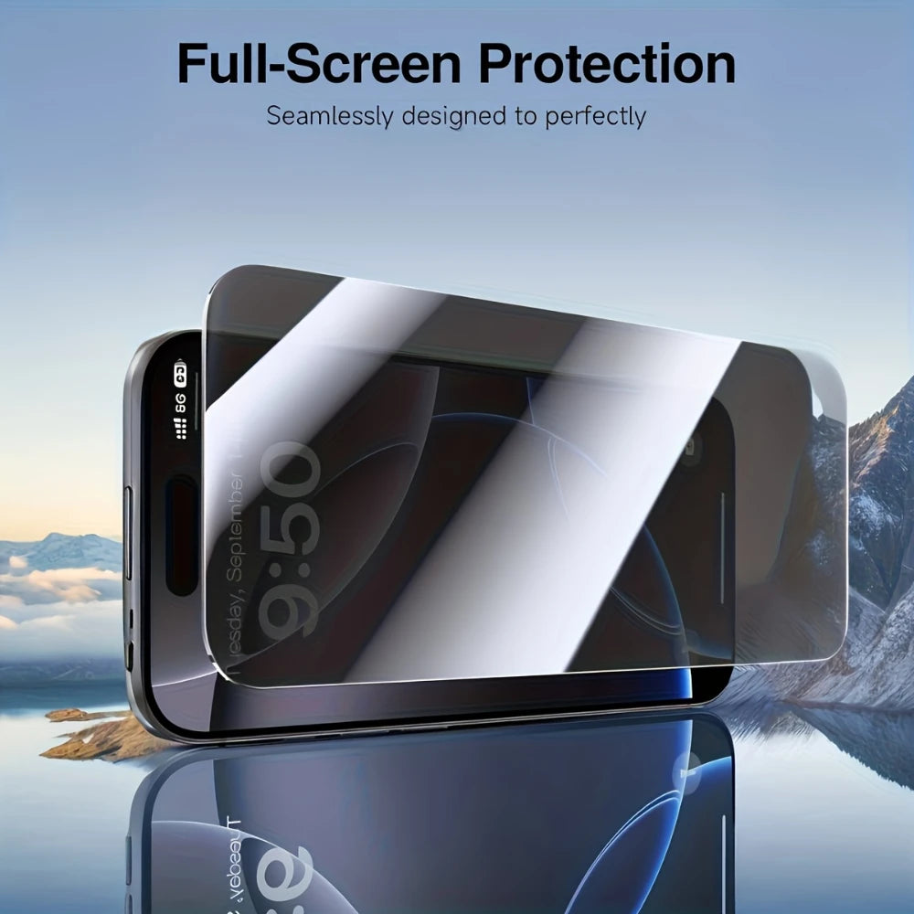 NNBILI 2 Packs 4 Way 360 Degree Privacy Screen Protector for iPhone 17 16 15 14 13 12 11 Pro Max 17e Full Coverage Anti Scratch