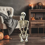 Halloween Realistic Body Bones Life Size Human Skeleton With Posable Joints Simulation Skull Ornament Haunted House Horror Props