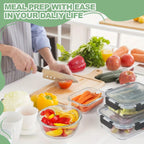 12pcs Glass Food Storage Containers with Lids,Leak Proof, Airtight  Lunch Bento Boxes for Microwave,Oven, Freezer And Dishwasher
