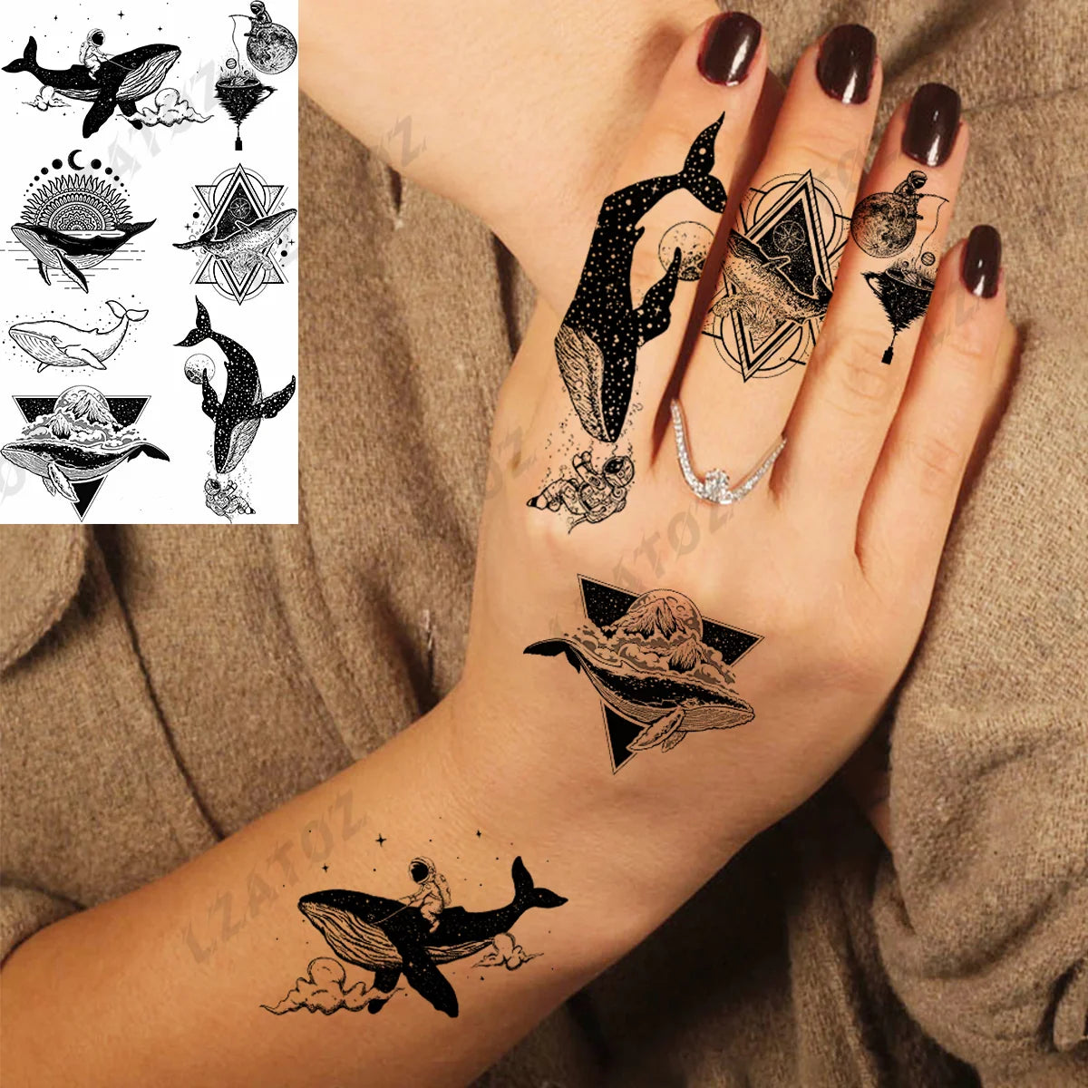 Realistic Eye Flower Temporary Tattoos For Woman Adults Rose Butterfly Tiny Fake Tattoo Sticker 3D Finger Waterproof Tatoos