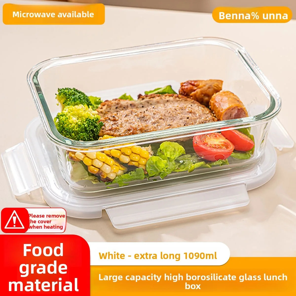 High Borosilicate Glass Lunch Box with Vent Lid,Microwave Safe Leak-Proof Food Storage Container,Multi-Size Options,Easy Clean.