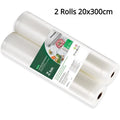 2 Roll Vacuum Packaging Sealer Bags for Food Fresh Long Keeping, 20cm Wide Food Preservation and Vacuum Cooking Embossed Bag