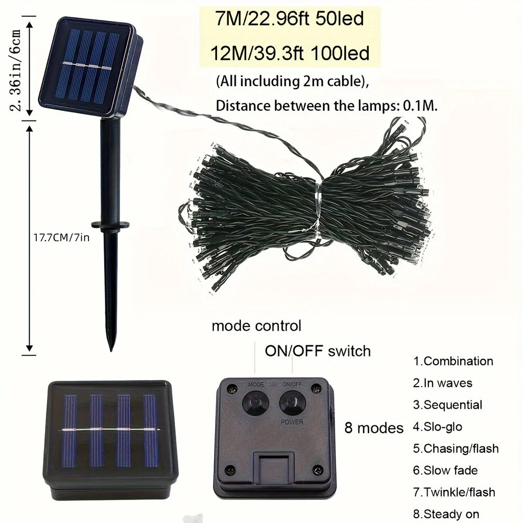 Solar Powered Christmas Lights 50-200 LED Outdoor Light Strings Festive Garden Courtyard Red Blinking Lights with Solar Panel