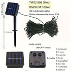 Solar Powered Christmas Lights 50-200 LED Outdoor Light Strings Festive Garden Courtyard Red Blinking Lights with Solar Panel