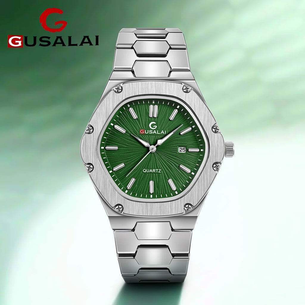 Luxury Men's Quartz Watch, Stainless Steel Strap Wristwatch with Date Calendar, Perfect Christmas Gift for Men & Boys