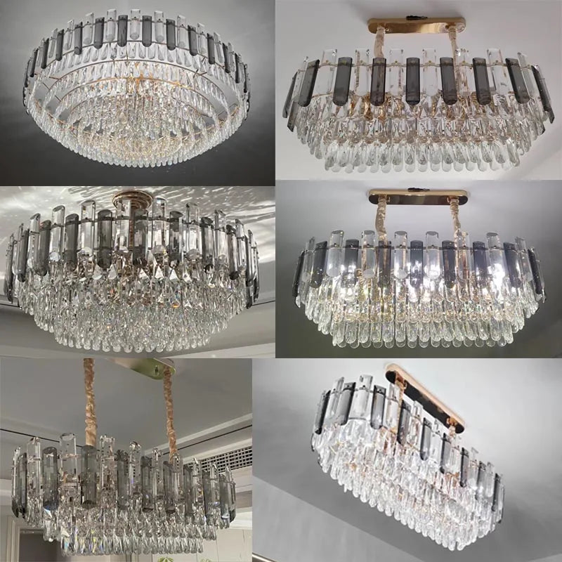 Nordic Gold Crystal Chandeliers LED Luxury Ceiling Lights for Dining Living Room Bedroom Kitchen Island Lighting
