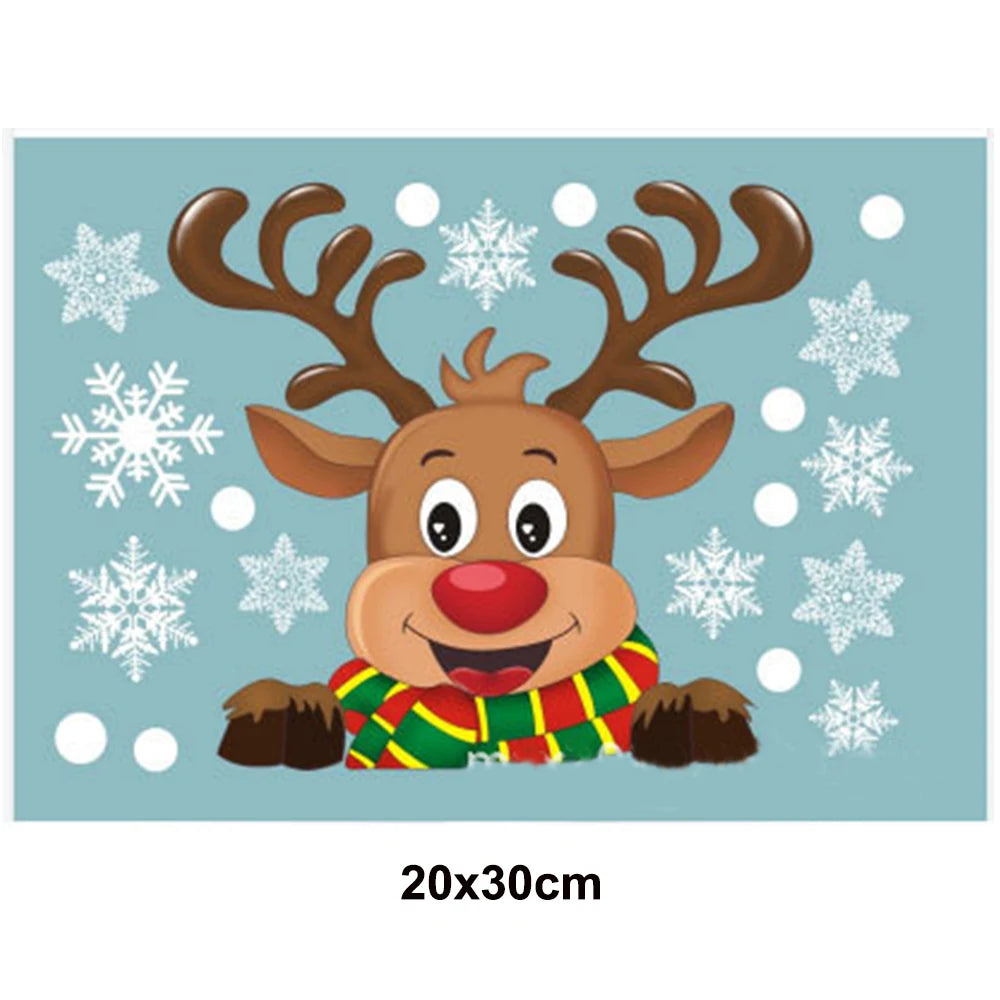 Christmas Window Cling Stickers Santa Claus Reindeer Snowflake Gift Box Window Decals for Xmas Home Shop Glass Door Window Decor