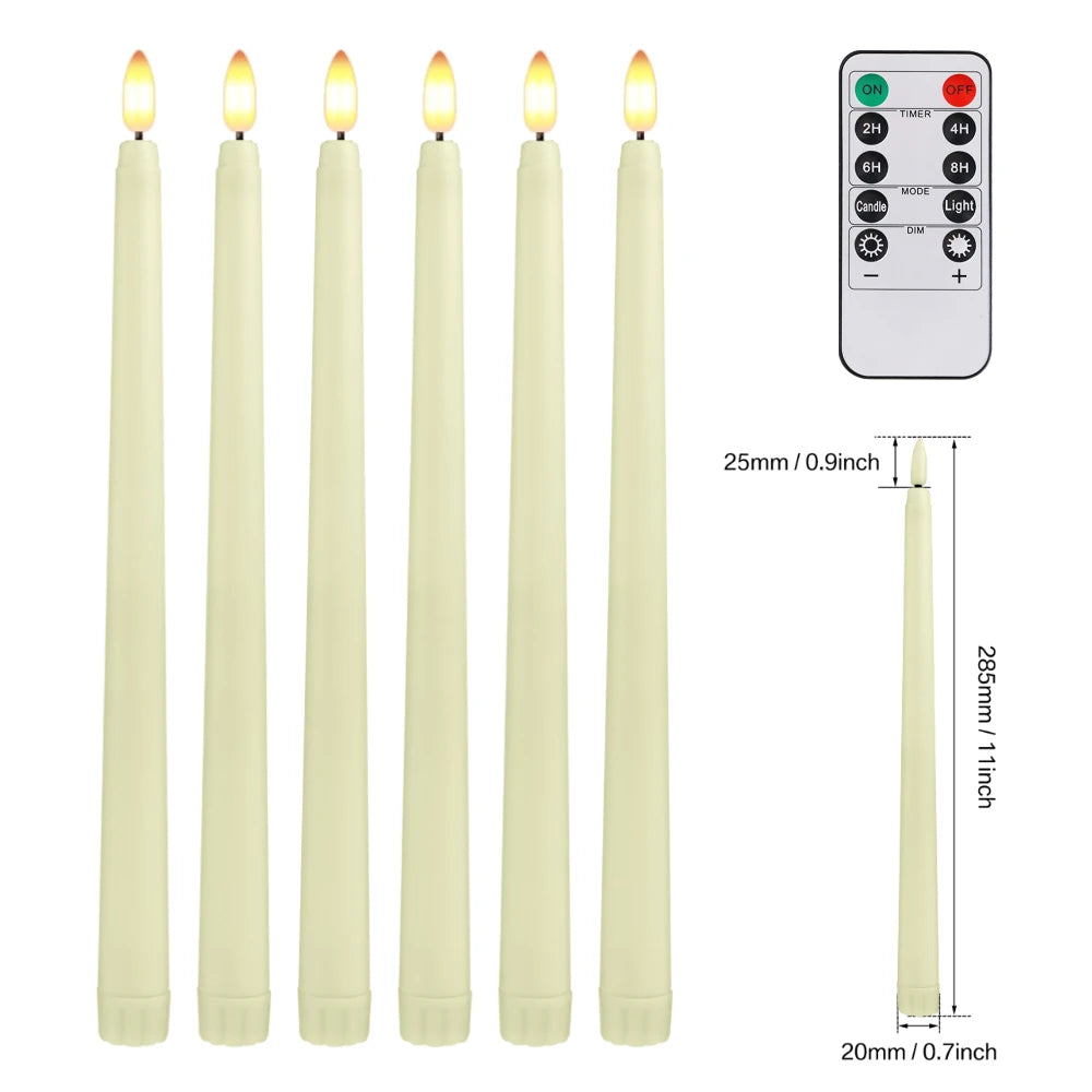 6-12-24Pcs Flameless Taper Candles Battery Operated LED Candle Flickering Candles Faux Candle Halloween Christmas Wedding Decor