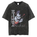 Harajuku Vintage Washed T Shirts Death Note Anime Graphic Printing T Shirt Oversize Cotton Fashion Streetwear Unisex Top Tee