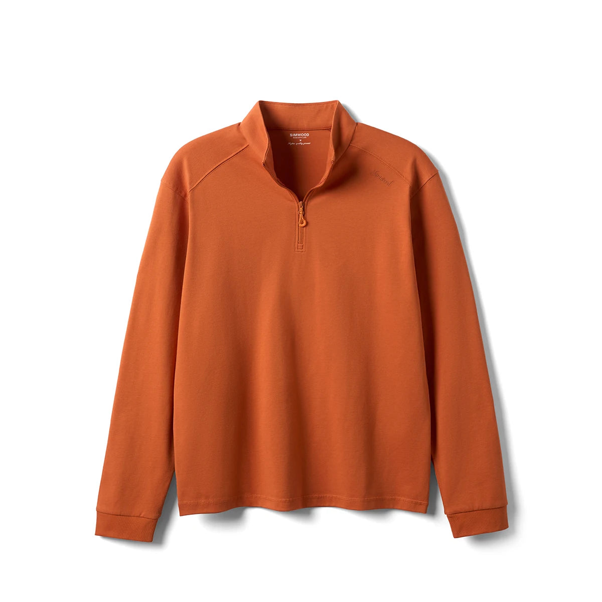 SIMWOOD 2026 Spring New Regular Fit 230gsm Breathable Sorona Fabric Long Sleeve T-shirts Men Half-zip Basic Tops