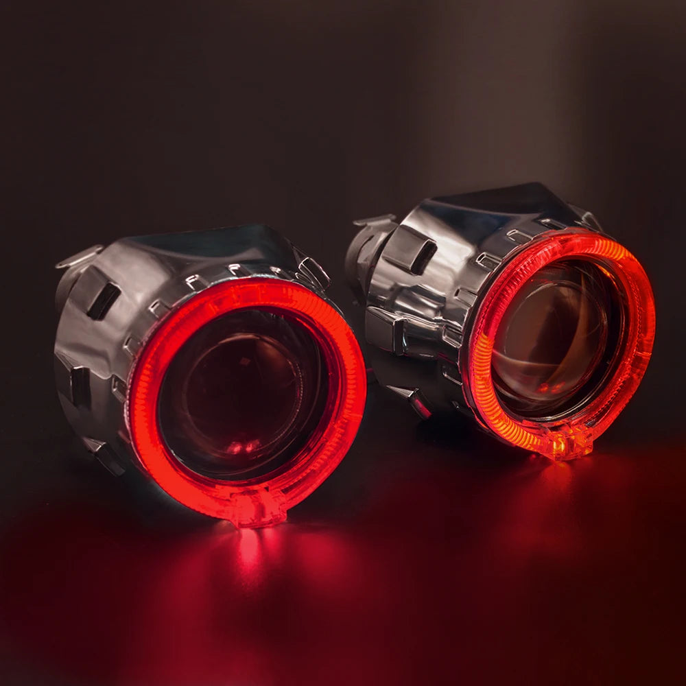 2.5 Inch 8.0 Bi Xenon Projector Lens With DRL LED Angel Eyes Shrouds Car Assembly Kit For Car Headlight H1 H4 H7 Model
